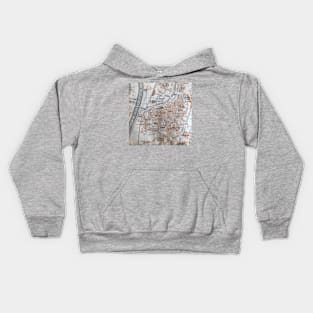 Trento, Italy antique map, gray brown black Kids Hoodie